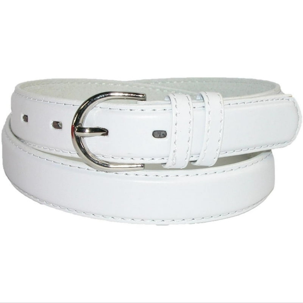 Stylish White Belt with Silver Buckle